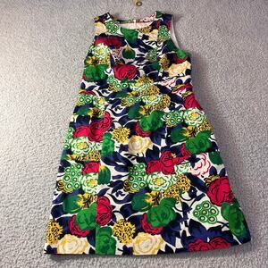 Boden 98% cotton sleeveless dress cotton lined with pockets floral print size 8R